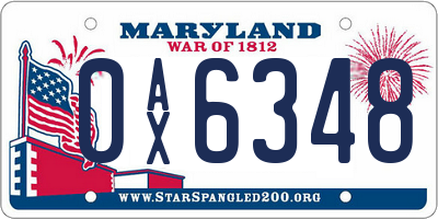 MD license plate 0AX6348