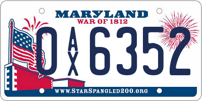 MD license plate 0AX6352