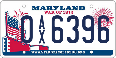 MD license plate 0AX6396