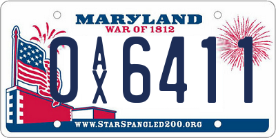 MD license plate 0AX6411