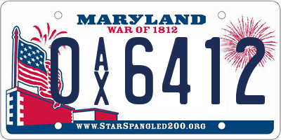 MD license plate 0AX6412