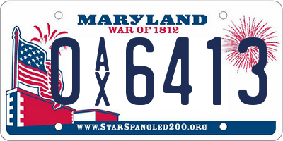 MD license plate 0AX6413