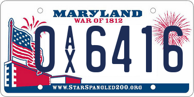 MD license plate 0AX6416