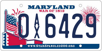 MD license plate 0AX6429