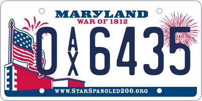 MD license plate 0AX6435
