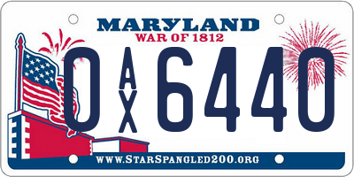 MD license plate 0AX6440