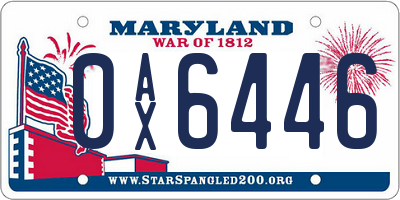 MD license plate 0AX6446