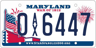 MD license plate 0AX6447
