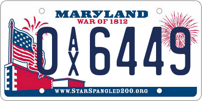 MD license plate 0AX6449