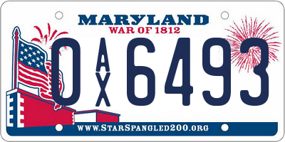 MD license plate 0AX6493