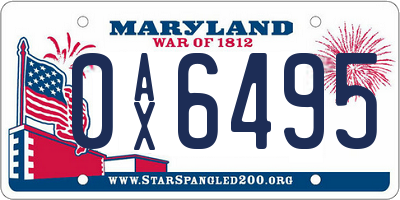 MD license plate 0AX6495