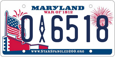 MD license plate 0AX6518