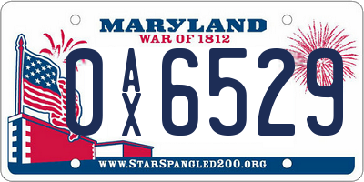 MD license plate 0AX6529