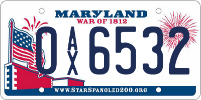 MD license plate 0AX6532