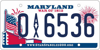 MD license plate 0AX6536