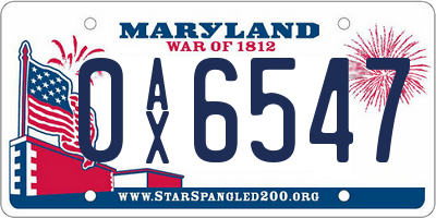 MD license plate 0AX6547