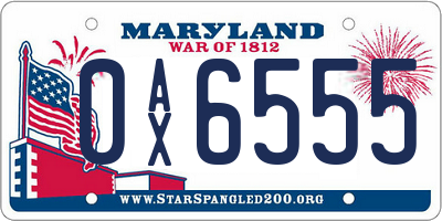 MD license plate 0AX6555