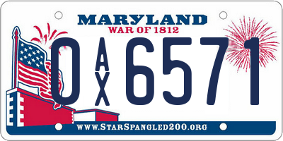 MD license plate 0AX6571