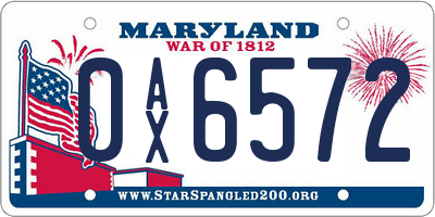MD license plate 0AX6572