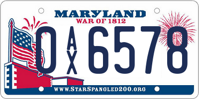 MD license plate 0AX6578