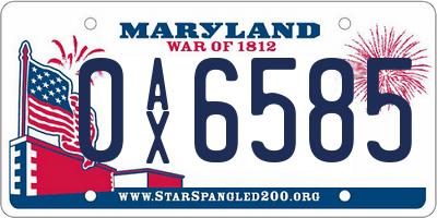 MD license plate 0AX6585