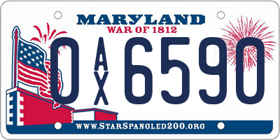 MD license plate 0AX6590