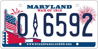 MD license plate 0AX6592