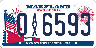 MD license plate 0AX6593
