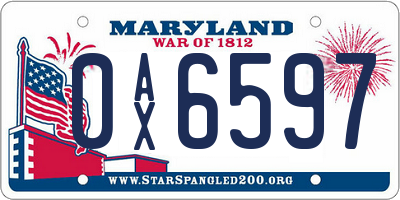 MD license plate 0AX6597