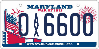 MD license plate 0AX6600