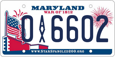 MD license plate 0AX6602