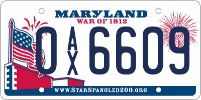 MD license plate 0AX6609