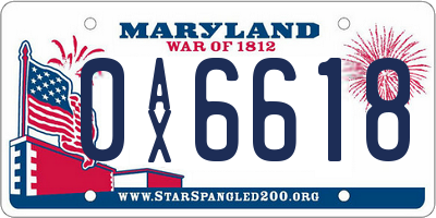 MD license plate 0AX6618