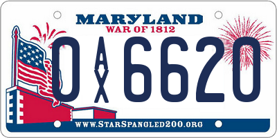 MD license plate 0AX6620