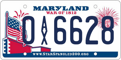 MD license plate 0AX6628