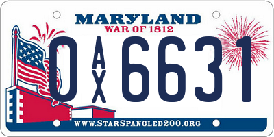 MD license plate 0AX6631