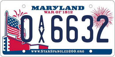 MD license plate 0AX6632