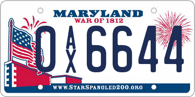 MD license plate 0AX6644