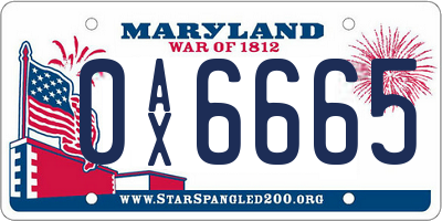 MD license plate 0AX6665