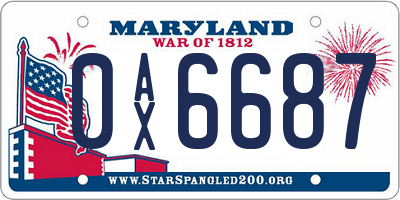MD license plate 0AX6687