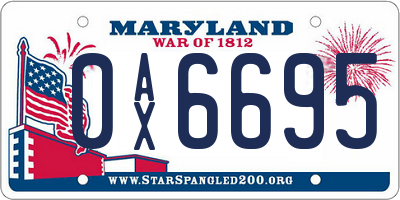 MD license plate 0AX6695