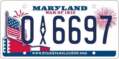 MD license plate 0AX6697