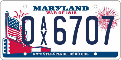 MD license plate 0AX6707