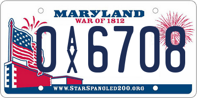 MD license plate 0AX6708