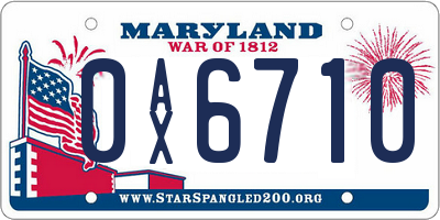 MD license plate 0AX6710