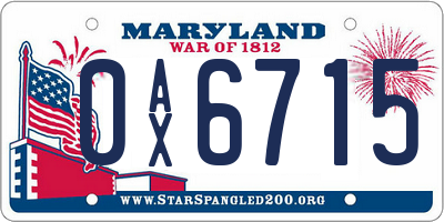 MD license plate 0AX6715