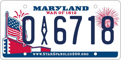MD license plate 0AX6718