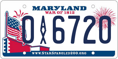 MD license plate 0AX6720