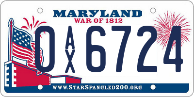 MD license plate 0AX6724