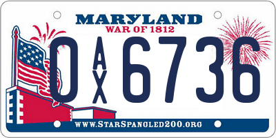 MD license plate 0AX6736